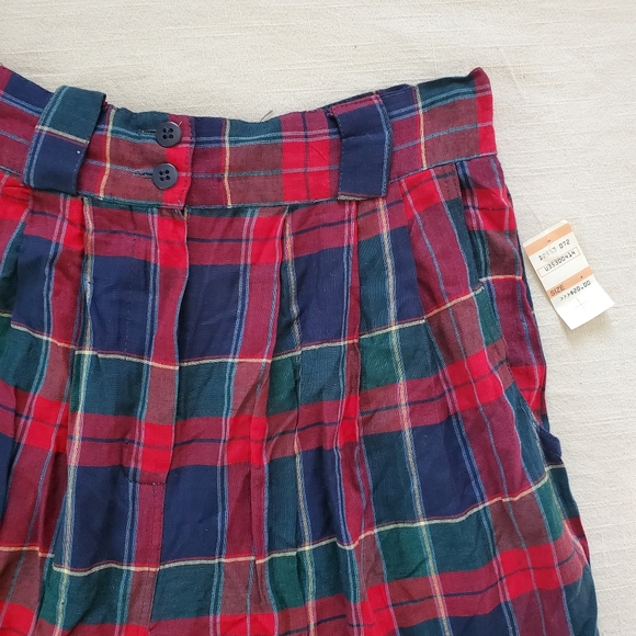 Vintage deadstock plaid tartan shorts high waisted women's large - Picture 2 of 11